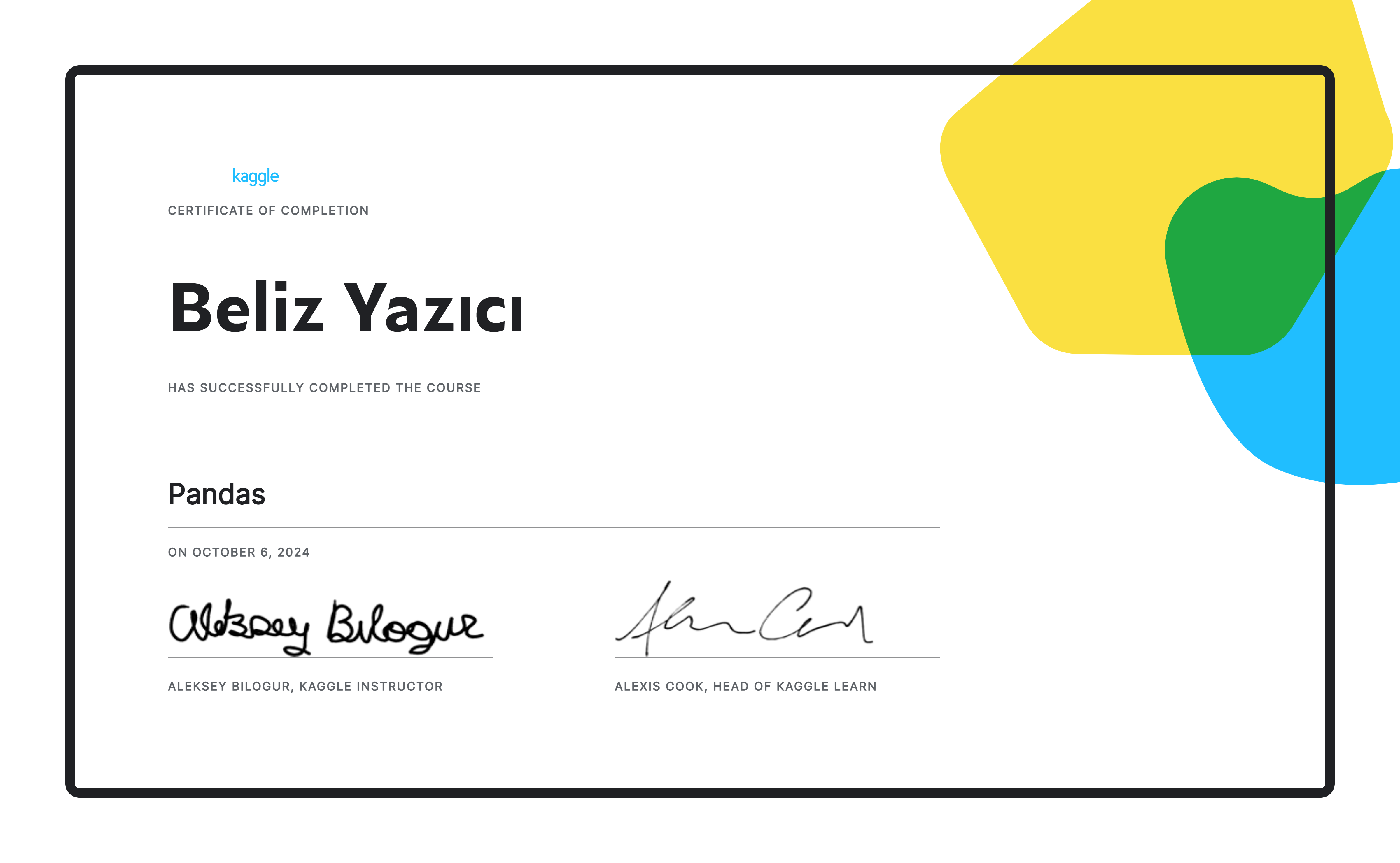 Pandas Certificate